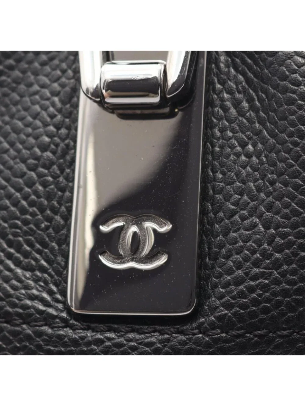 Chanel Chocolate Bar Black Caviar Leather Boston